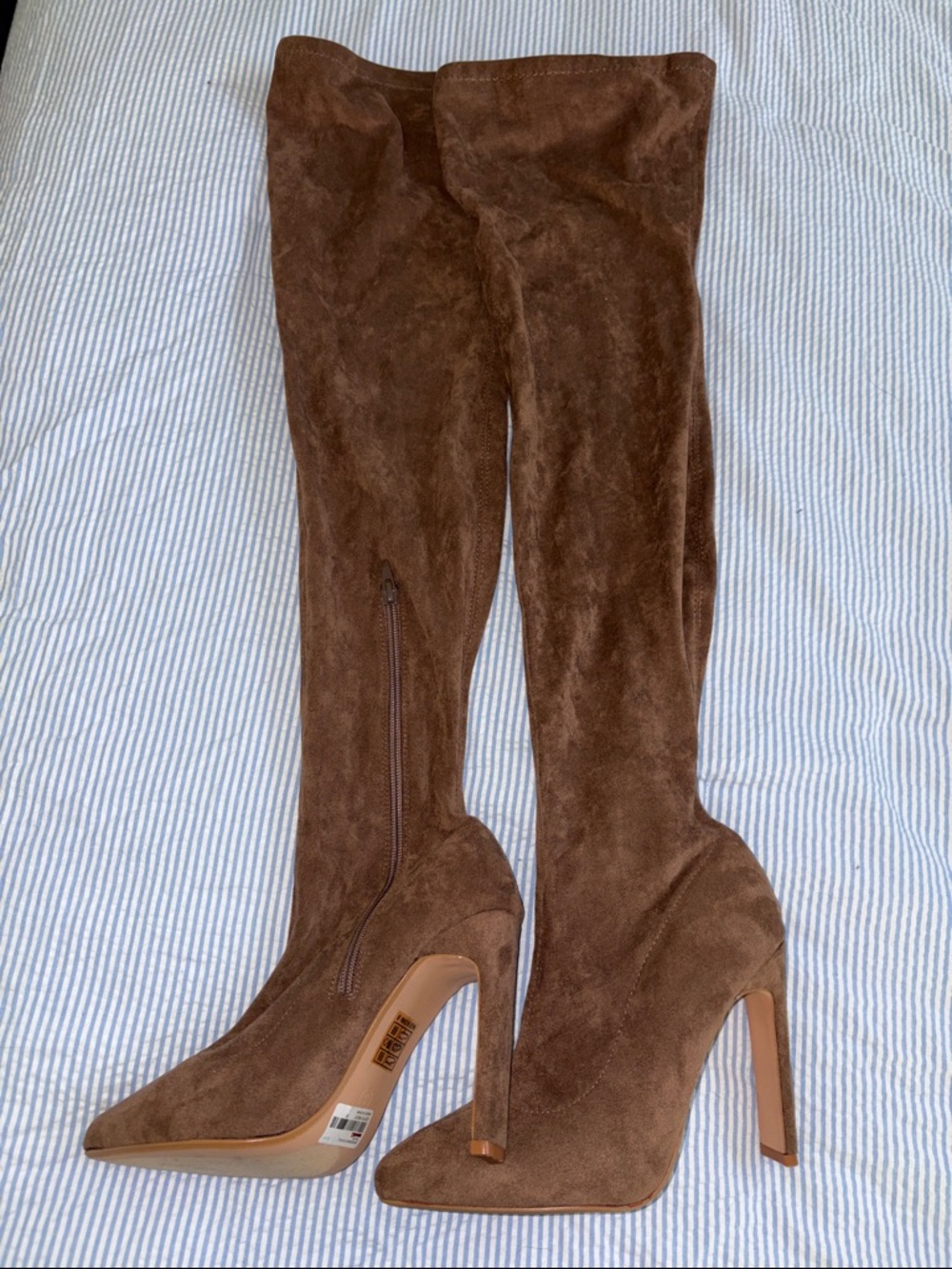 Forever 21 Brown Suede Over-the-Knee Stiletto Boots